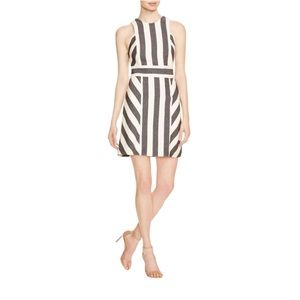 MILLY Maya Graphic Cream Navy Striped Sleeveless Woven Dress